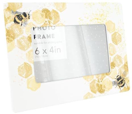 Global Designs HONEYCOMBE WATERCOLOUR EFFECT BUMBLE AND LAVENDER CERAMIC TILE PICTURE FRAME