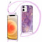 ZhuoFan Coque avec Cordon pour iPhone 12 Mini 5,4 avec Motif Marbre Violet Case, Aesthetic Silicone étui avec Collier Corde Souple TPU Antichoc Housse de Protection pour Femmes et Filles, 18