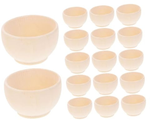 TEHAUX 20pcs Wooden Bowl Graffiti Wood Model Blank Bowl Blank Bowls for Crafts Small Wooden Blank Bowls Unfinished Wood Blank Bowls Wooden Unpainted Crafts Bowls Natural Wood Blank Bowls