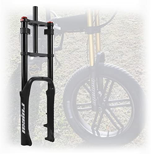 Forcella per Bici 20x4.0'' Fat Bike Forcelle Ammortizzate da Viaggio 110mm Air MTB Forcella Doppia Spalla Ritorno Regolabile 1-1/8 Forcella Anteriore Dritta per Bicicletta Freno a Disco a sgancio r