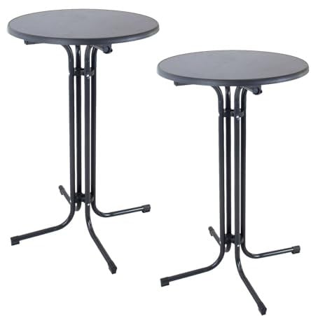 TRUTZHOLM 2X Stehtisch klappbar Ø 80 cm in Anthrazit Höhe 110 cm aus Stahl Gastrotisch Partytisch Bistrotisch Gartentisch Indoor & Outdoor für Hochzeiten Gartenfeste wetterbeständig pflegeleicht