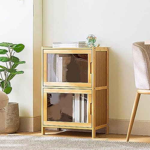 Bambus-Akzentschrank, Eckschrank, moderner Aufbewahrungsschrank für Badezimmer, Küche, Wohnzimmer, hoher schmaler Aufbewahrungsschrank mit Türen und Regalen – stilvolle und funktionale Möbel für jeden