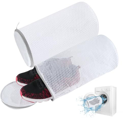2 Stück Schuhwaschbeutel Waschmaschine, Schuhbeutel Waschmaschine Wiederverwendbare, Waschbeutel Schuhe mit Reißverschluss, Wäschesack Schuhe für Schuhe Sneaker Socken Reise Wäschenetz Schuhe