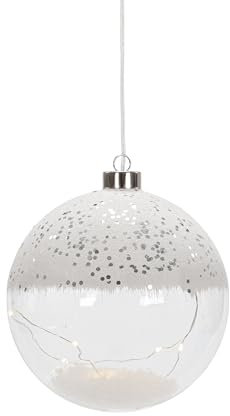 LED Deko Kugel aus Glas mit Draht-Lichterkette als Beleuchtung zum Hängen oder Hinstellen | ideal zu Weihnachten | batteriebetrieben | Verschiedene Modelle (zum Hängen mit Timer - 1)