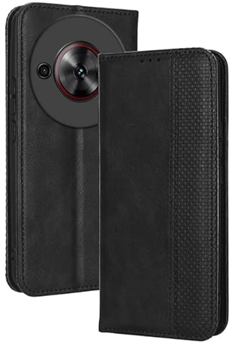 Topme Cover per Nubia Focus 5G / ZTE Blade A75 5G (6.56 Inches) Custodia Case, Custodia per Telefono in Pelle Elegante Slot per Schede Testurizzato.Nero