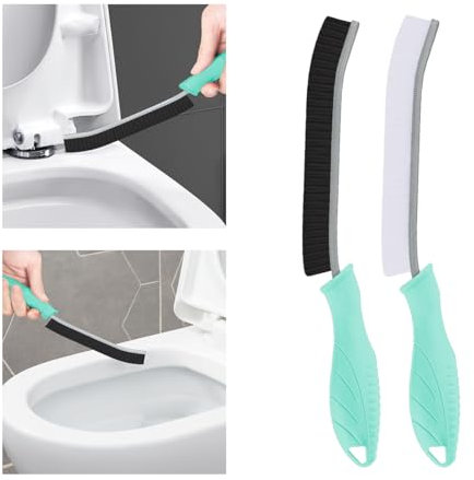 TQRR Escobillas de Baño-Cepillo Limpieza Hogar, Multifuncional Cepillo Limpieza Cerdas Duras, Inodoro, Bañera, Ranura de Puerta de Ventana y Herramientas de Limpieza (2, Menta)