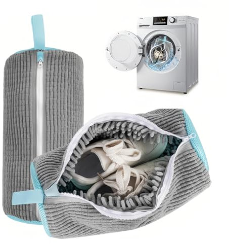 KHDULQ 2 Prs Sacchetti Scarpe Lavatrice,Sacchetti per Lavare Scarpe in Lavatrice Sacchetti per Lavatrice con Cerniera Riutilizzabile Rete per Scarpe Lavatrice Protegge le Scarpe dai Danni(Grigio)