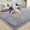 BSGIFT Hochflor Teppich Grau 160x230, Shaggy Langflor Flauschiger Teppich Wohnzimmer, Modern Wohnzimmerteppich Bettvorleger High-Pile Carpet rutschfest für Schlafzimmer Kinderzimmer
