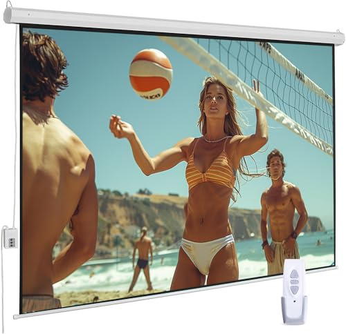 94 Motorized Projector Screen, Electric 4:3 Projector Screen with Remote Control, Indoor/Outdoor HD Movie Screen, Wall/Ceiling Mounted, Perfect for Home Office Theater TV, White