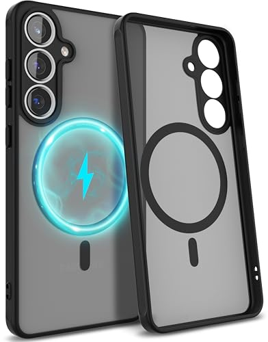 MyGadget Hülle für Samsung Galaxy S24 Plus [ kompatibel mit MagSafe ] - magnetische Hybrid Handyhülle - Durchsichtige Hartschale in Schwarz