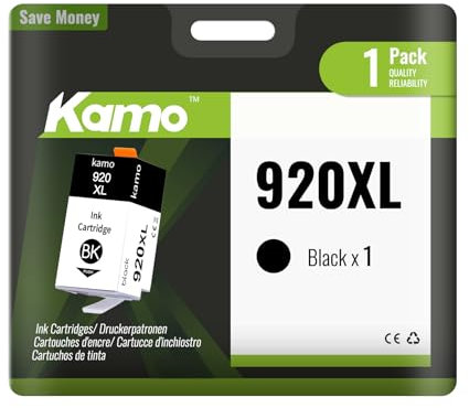 kamo 920 XL (1x Schwarz) Multipack Druckerpatronen Kompatibel mit HP 920 920XL - für Officejet 6000 6500 6500A 7000 7500A