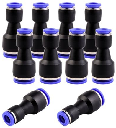ANGEEK Lot de 10 raccords rapides de 12 à 8 mm de diamètre variable - Réducteurs pneumatiques Push In - Raccord rapide pour le raccordement à l'air et à l'eau