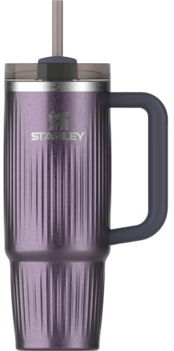 Stanley Quencher H2.0 Tumbler with Handle and Straw 30 oz | Flowstate 3-Position Lid | Cup Holder Compatible for Travel | Insulated Stainless Steel Cup | BPA-Free | Fluted Wisteria Shine
