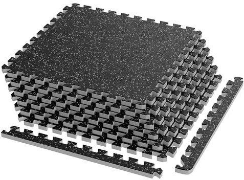 Piastrelle per pavimenti in schiuma ad incastro da 2 cm, 6 pezzi, 2 mq, con parte superiore in gomma EVA ad alta densità, tappetini da allenamento per palestra a puzzle, tappetini da allenamento per