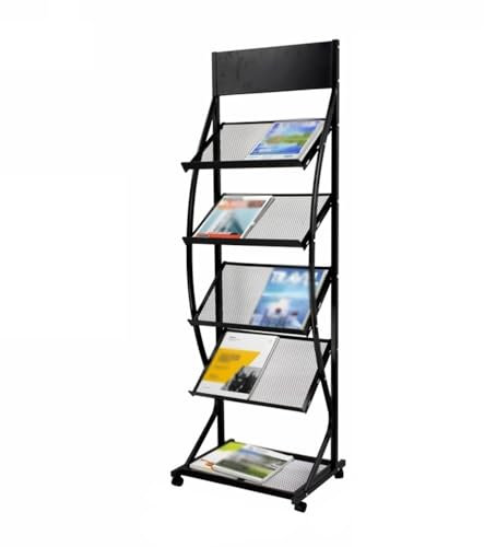Porte-revues Porte-journaux vertical au sol, rangement de brochures, support de rangement de journaux, mobilier de bureau, porte-journaux porte-journaux(Noir)