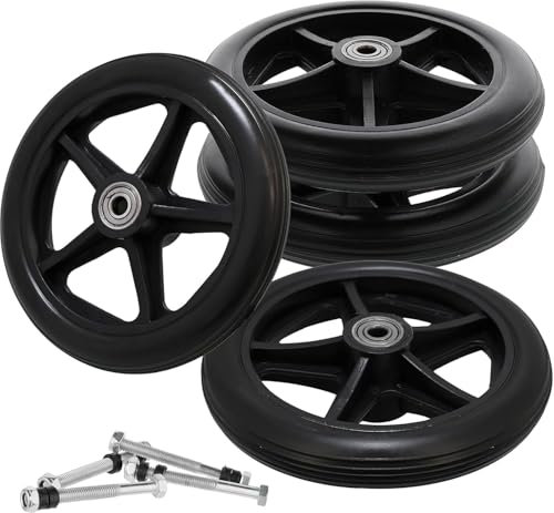 4 Stück 150mm Solide Ersatzräder Umweltfreundliches Gummimaterial, Verschleißfeste PU-Reifen, Rutschfeste und Langlebige ABS-Radnabe Ersatzrad Rollstühle,Rollatoren