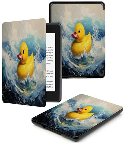 Case for Kindle 10th Generation 2019 (MODEL:J9G29R), Smart Auto Wake/Sleep PU Leather Lightweight Case for Kindle 10th Gen 2019 Release,Yellow Duck Ocean