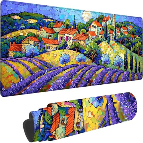 Tapis de Souris Gaming Violet, Grand Tapis de Souris XXL 1600x800x3 mm, Paysage Mouse Pad pour Clavier et Bureau, avec Bords Surpiqués et Dos Antidérapant Mousepad for Gamer Bureau Decor, Cadeau H-P