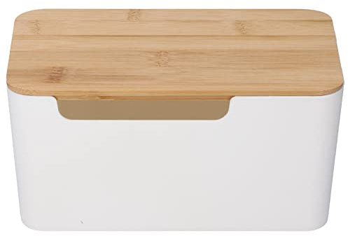FTVOGUE Kleine Kabelbox mit Holzkleidung Anspruchsvoller Design Kabel Organizer TV für Router Staubdicht Cover, Plastikholz 493g