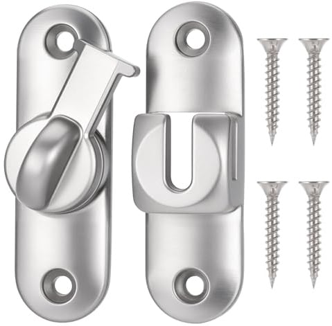 Mynoozi Cerradura de puerta de granero abatible de 90/180 grados, cierre de puerta de granero grueso de aleación de zinc resistente, para puerta, ventana, gabinete de vino, baño, garaje al aire libre