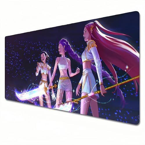 K-Pop Demon Hunters mouse pad,XXL blue large size gaming mouse pad 900x400 is suitable for keyboard pads and desk pads for home office.Rumi|Mira|Zoey (XXL)