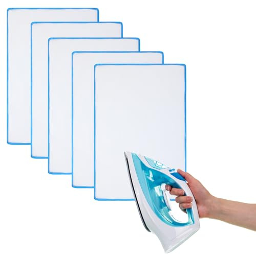 Hahafelt 5 Pcs Pressing Cloth for Ironing Heat Resistant Ironing Mesh Protector to Protective Delicate Fabrics Like Silk and Wool, 15.75 x 23.62 Inches
