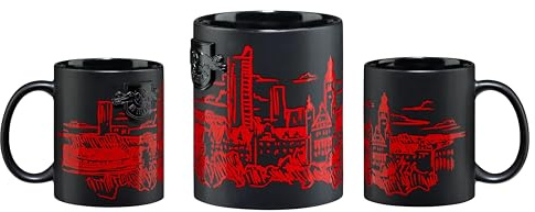 RB Leipzig Tasse - Skyline Platine - schwarz-rot | Kaffeetasse | Becher | RBL - Plus Aufkleber Wir lieben Fußball