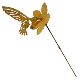 Rostiger Eisen, Kolibri und Blume, Gartenstecker, Gartendekoration, Hofpfahl, dekorative Requisiten für Balkon, Topf, Outdoor, Metallbett-Dekorationen