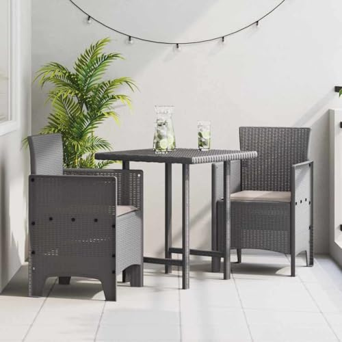 Yunovire Gartenstuhl 2er-Set Hellgrau, 53x49x85 cm Polypropylen, UV-beständig, moderner Stil für Terrasse, Balkon, Gartenmöbel Essbereich