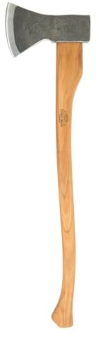 1844 Helko Werk Forstaxt Bayern – Hochwertige Forstaxt aus C50-Kohlenstoffstahl (47–55 HRC), 1600 g Kopfgewicht, 80 cm Hickory-Stiel, inklusive Lederschutz – Ideal zum Fällen, Entasten und Spalten
