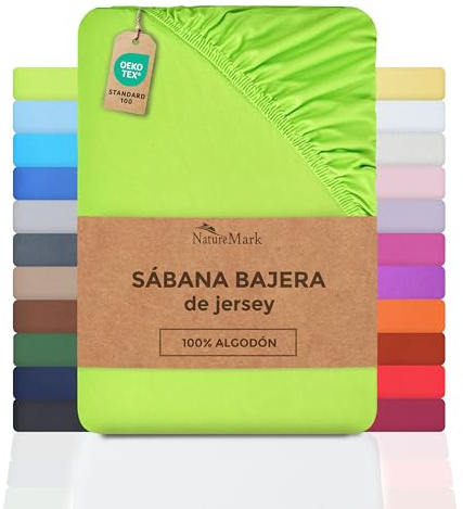 NatureMark Jersey Spannbettlaken, Spannbetttuch 100% Baumwolle in vielen Größen und Farben MARKENQUALITÄT ÖKOTEX Standard 100 | 120x200 cm - Apfel grün