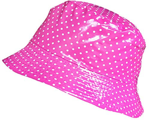 TOUTACOO, Chapeau de Pluie, Bob de Pluie Vinyle Imperméable - Couleur Rose Fuschia à Pois