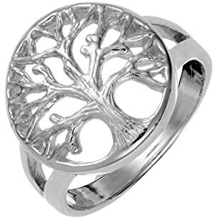 Silverly Bagues Arbre de Vie en Argent Sterling 925 pour Femmes | Bague de Promesse Celtique Ronde | Bague pour Homme | Creux | Anneau Extérieur | Bagues Inspirées de la Nature pour Adolescentes