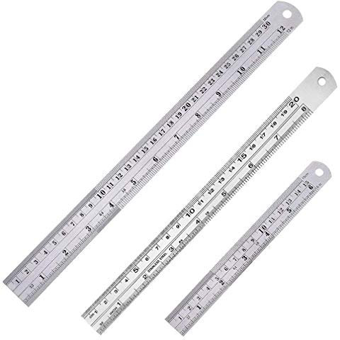 SACONELL 3 Stück Edelstahl Lineal, 15 cm 20 cm 30 cm, Metall Lineal Metrisches Stahllineal, perfekte gerade Kante für einfache Messungen, strapazierfähig, 100% Edelstahl