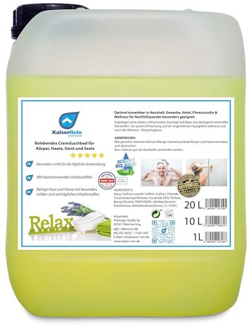 KaiserRein Duschgel 20 L Cremdusche-bad für Körper, Haare, Geist und Seele I DERMATEST - Sehr Gut I Herren/Männer Damen/Frauen