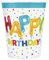 Vibrant Happy Balloon Birthday Paper Cups (255g) - Colorful, & Fun Design Party Drinkware - Perfect for Celebrations & Kid's Parties - 8ct