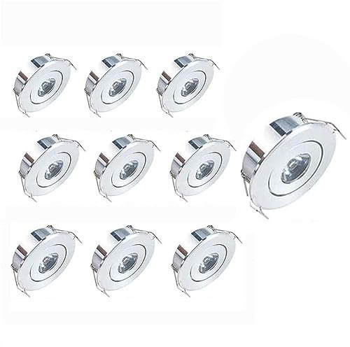 Elitlife Mini LED Einbaustrahler 10X 1W mit Trafo Stecksystem Einbauspot Deckenspots Mini Klein Einbaustrahler LED Einbauleuchten Einbaurahmen (Warmweiß 3500K) [Energieklasse A+++]