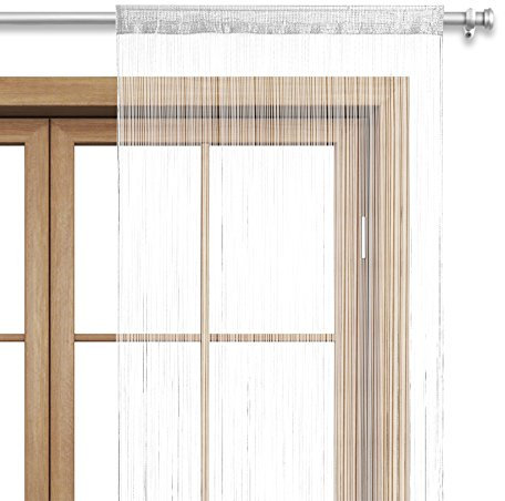 wometo Fadenvorhang Türvorhang Fäden 90x245 cm weiß - Stangendurchzug oekoTex kürzbar waschbar Uni einfarbig in vielen bunten Farben
