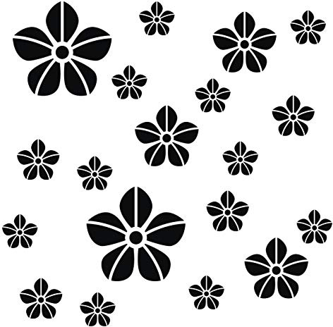 kleb-Drauf® | 19 Blumen | Schwarz - matt | Autoaufkleber Autosticker Decal Aufkleber Sticker | Auto Car Motorrad Fahrrad Roller Bike | Deko Tuning Stickerbomb Styling Wrapping