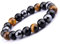 UEUC Bracelet Triple Protection Oeil de tigre, perles en hématite et obsidienne noire de
