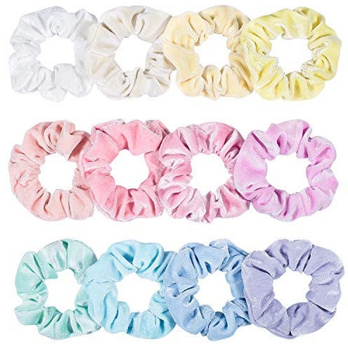 Whaline 12 Stück Haargummi Scrunchies Samt Set, Velvet Haargummis Weiche Bunte Haarbänder Elastisches Haar Gummiband Haare Ringe für Frauen Mädchen Kinder Pferdeschwanz Haarschmuck (Macaron Serie)