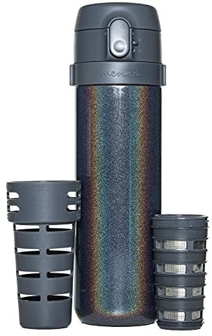 Coolinato mennä One Tea Thermal Mug to Go, Leak-Proof, with Tea Strainer and Individual Start Stop Brewing Process, Double Wall Stainless Steel, 375 ml, Grey