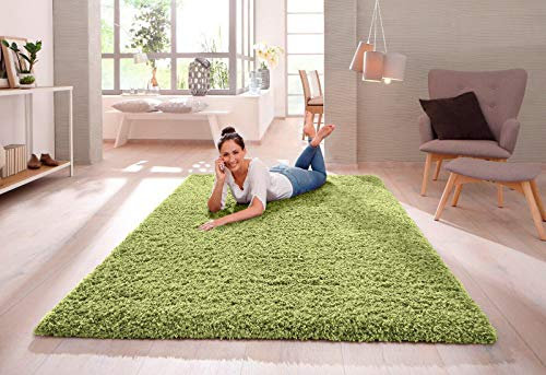 SHAGGY RUG Modern Rugs Living Room Extra Large Small Rectangular Size Soft Touch 30MM / 3cm Thick Pile Living Room Area Rugs Non Shedding (Green, 120cm x 170cm (4ft x 6ft))