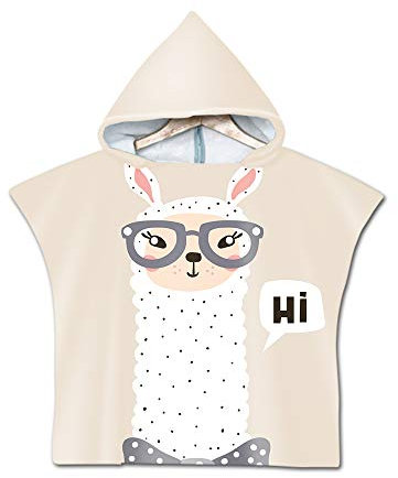 Chickw1 Badeponcho mit Kapuze Kind Poncho Handtuch, Alpaka Kinderhandtuch Strand Schwimmen Bad Kapuzenhandtuch Bademantel Zum Wechseln für Jungen Mädchen (Aprikose,60 * 80cm)