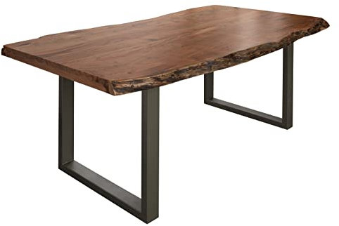 MASSIVMOEBEL24.DE Baumtisch Akazie 180x90x77 Natur lackiert/U-Beine Silber matt Freeform 5