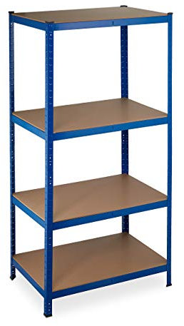 Relaxdays Schwerlastregal, Traglast 1060 kg, 4 Ebenen, zum Stecken, Keller, Garage, Stahl, HxBxT: 180x90x60 cm, blau