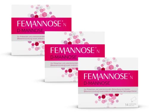 FEMANNOSE N | 14 granuli per bere con D-mannosio da 2.000 mg ed estratto di mirtillo rosso per la vescica (3 x 14 pezzi)
