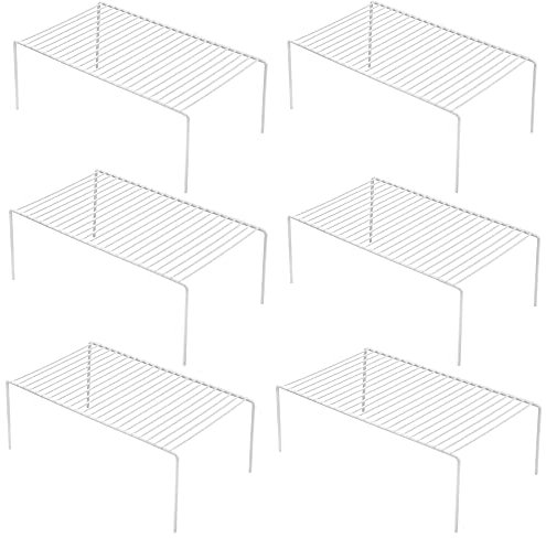 iPEGTOP 6 Pack Medium (33 x 24 cm) Freezer Cabinet Storage Shelf Rack, Rustproof Stainless Steel Kitchen Organizer Space Saver for Fridge Pantry Shelves Countertops