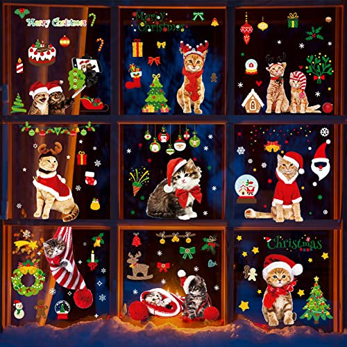 Weihnachtsdeko Fenster, YHLZGOOD Fensterbilder Weihnachten Fenstersticker mit Schneeflocken Weihnachtsmann Weihnachten Fensterdeko Abnehmbare Statisch Haftende PVC Aufkleber Winter Deko (A2)