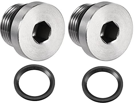 sourcing map 2 Stück Innensechskant Rohr Verschraubung Stopfen M18x1.5 mit Dichtungsring Edelstahl für Rohrenden Abschließen
